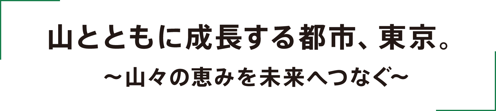 山とともに成長する都市、東京。~山々の恵みを未来へつなぐ~